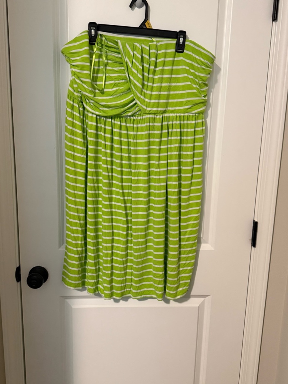Lane Bryant Green and White Striped Strapless Dress